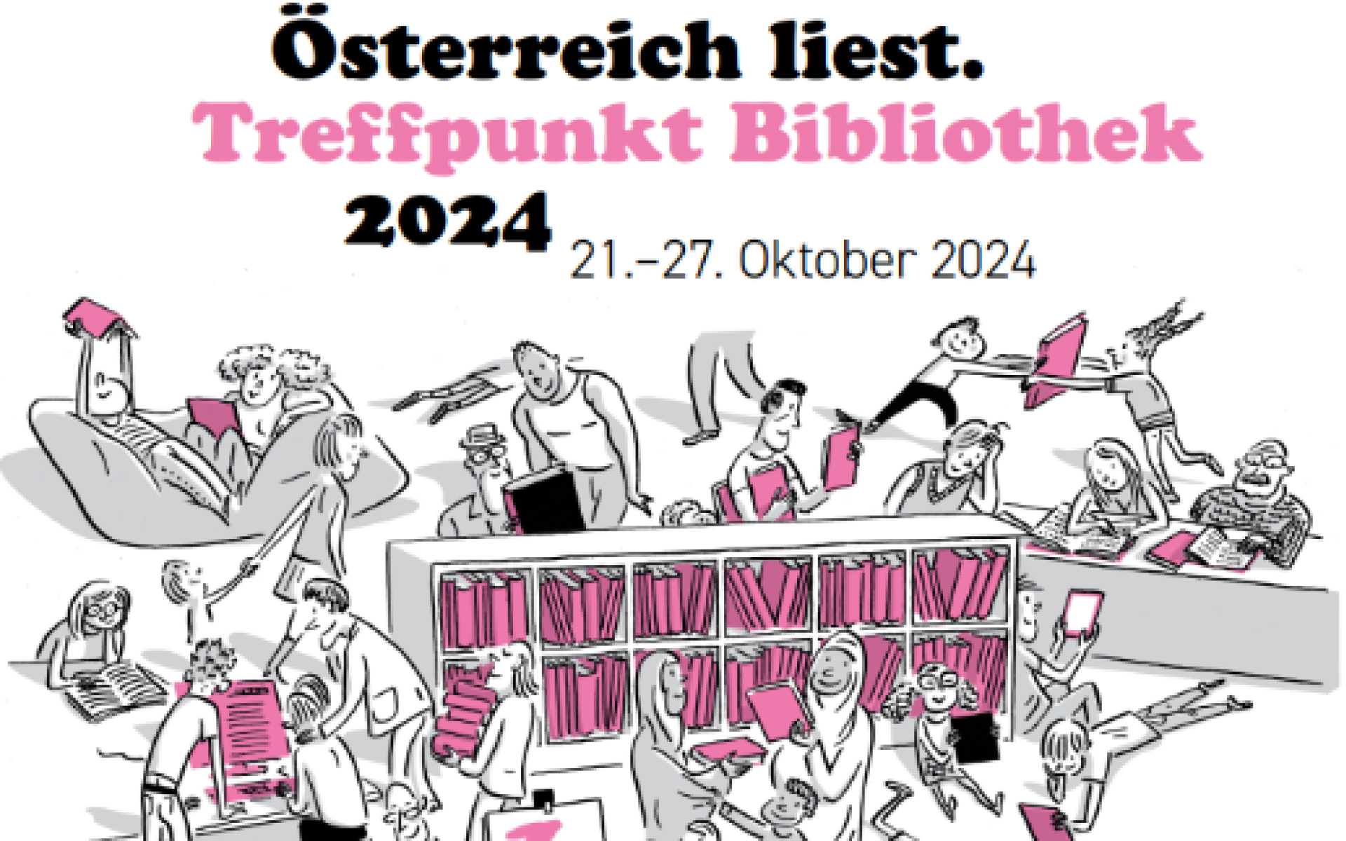 Plakat: Österreich liest - Treffpunkt Bibliothek 2024