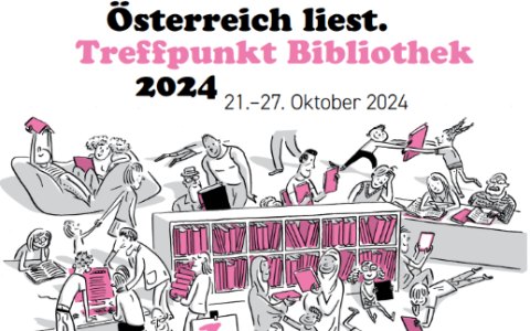Plakat: Österreich liest - Treffpunkt Bibliothek 2024